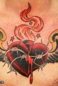 Chest personality love tattoo pattern