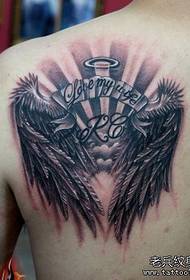 boys shoulder angel wings tattoo pattern