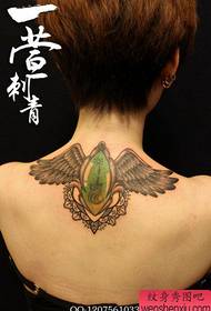 beauty neck popular beautiful wings tattoo pattern