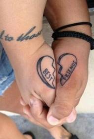 Couple wrist love puzzle tattoo pattern