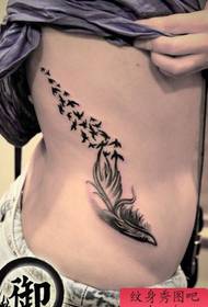 girllike feathered bird tattoo pattern
