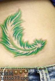 popular waist color feather tattoo pattern