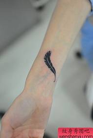 girl arm totem feather tattoo pattern