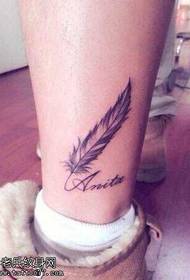 modèle de tatouage anglais jambe petites plumes fraîches