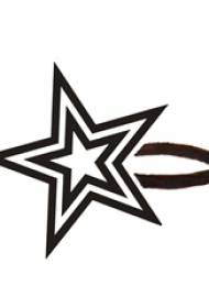 Juodos linijos eskizas literatūrinis mažos šviežios žvaigždės tatuiruotės rankraštis