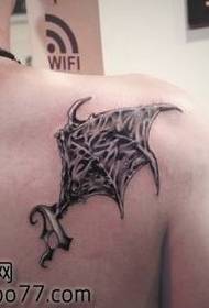back cool demon wings tattoo pattern