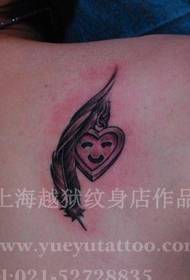 ombro da menina penas amor bloqueio tatuagem padrão