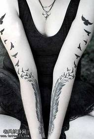 Arm feather bird tattoo pattern
