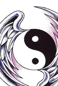 crno-bijeli rukopis Taiji tračevi yin i yang tetovaža