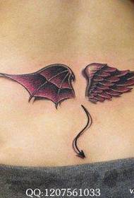 Girls' waist beautiful half devil half angel wings tattoo pattern