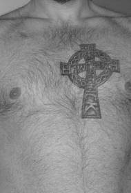 Chest celtic knot cross tattoo pattern
