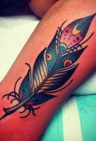 Old school color feather tattoo pattern