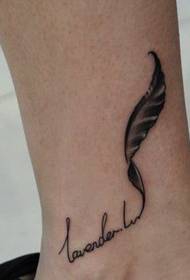 Legs popular delicate feather tattoo pattern