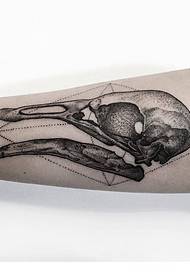 Kulkšnies paukščio kaukolės tatuiruotės modelis