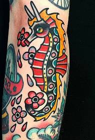 Arm painted old school hippocampus tattoo tattoo pattern