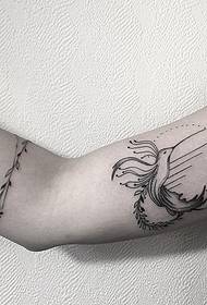 arm bird branch small fresh tattoo pattern