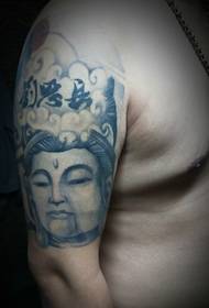 Arm gray Buddha tattoo pattern shows charm