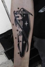 Smrt i lijes crne kombinacije u obliku tetovaže na rukama