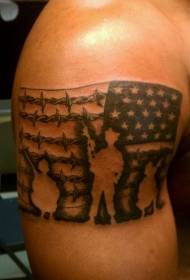 paže čierna armáda vlajka tetovanie vzor