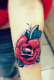 πανέμορφο πολύχρωμο βραχίονα κόκκινο τριαντάφυλλο μοτίβο τατουάζ