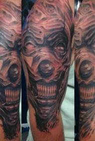 crazy weird clown arm tattoo pattern