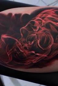 humo rojo en el brazo tatuaje genial tatuaje patrón