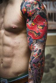 male handsome flower arm tattoo pattern