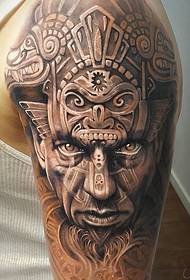 male left hand big arm on the super handsome Aztec warrior tattoo pattern