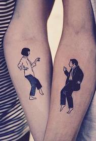 two personality arm couple tattoo pattern