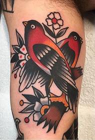 Big Arm Painted Pair of Bird Tattoo Patterns