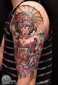 brazo patrón de tatuaxe de xeisha