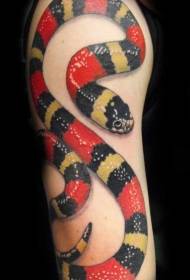 red and black 3D snake arm tattoo pattern