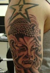 big Buddha statue and Buddhist symbol tattoo pattern