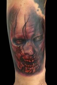 scary zombie portrait on the arm painted tattoo pattern
