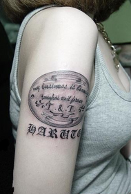 girl arm creative English alphabet tattoo