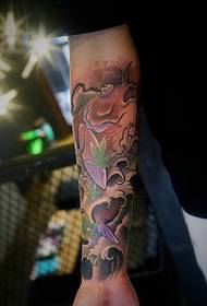 arm youthful red squid tattoo tattoo