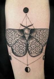 black moth prick Geometry arm tattoo pattern