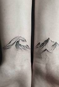 suitable for couples with girlfriends arm mountain tattoo pattern