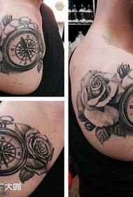 Arms Alarm Clock Compass Tattoo Pattern