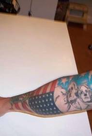 American Flag and American Presidential Portrait Arm Tattoo Pattern