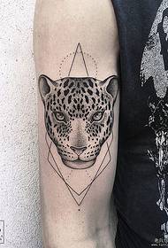 big leopard head geometric tattoo pattern
