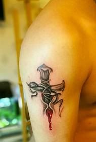 paže kreativní kříž tetování vzor