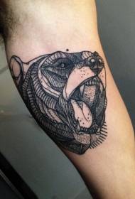 arm black gray line point thorn bear tattoo pattern