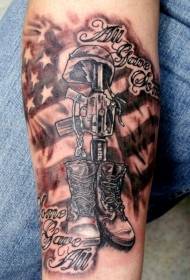手臂上的军队纪念皮鞋字母纹身图案
