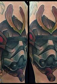 arm planet samurai mask tattoo pattern