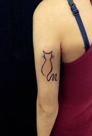 Fekete bélelt macska sziluett kar tetoválás minta