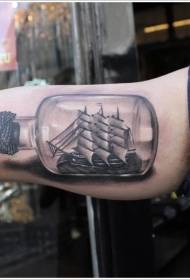 arm a sealed bottle and sailboat tattoo pattern