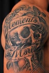 символ на смъртта на голямата ръка череп роза писмо татуировка модел