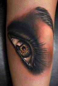 colorful female eye arm tattoo pattern