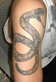 Модел за тетоважа со црна сива змија на раката